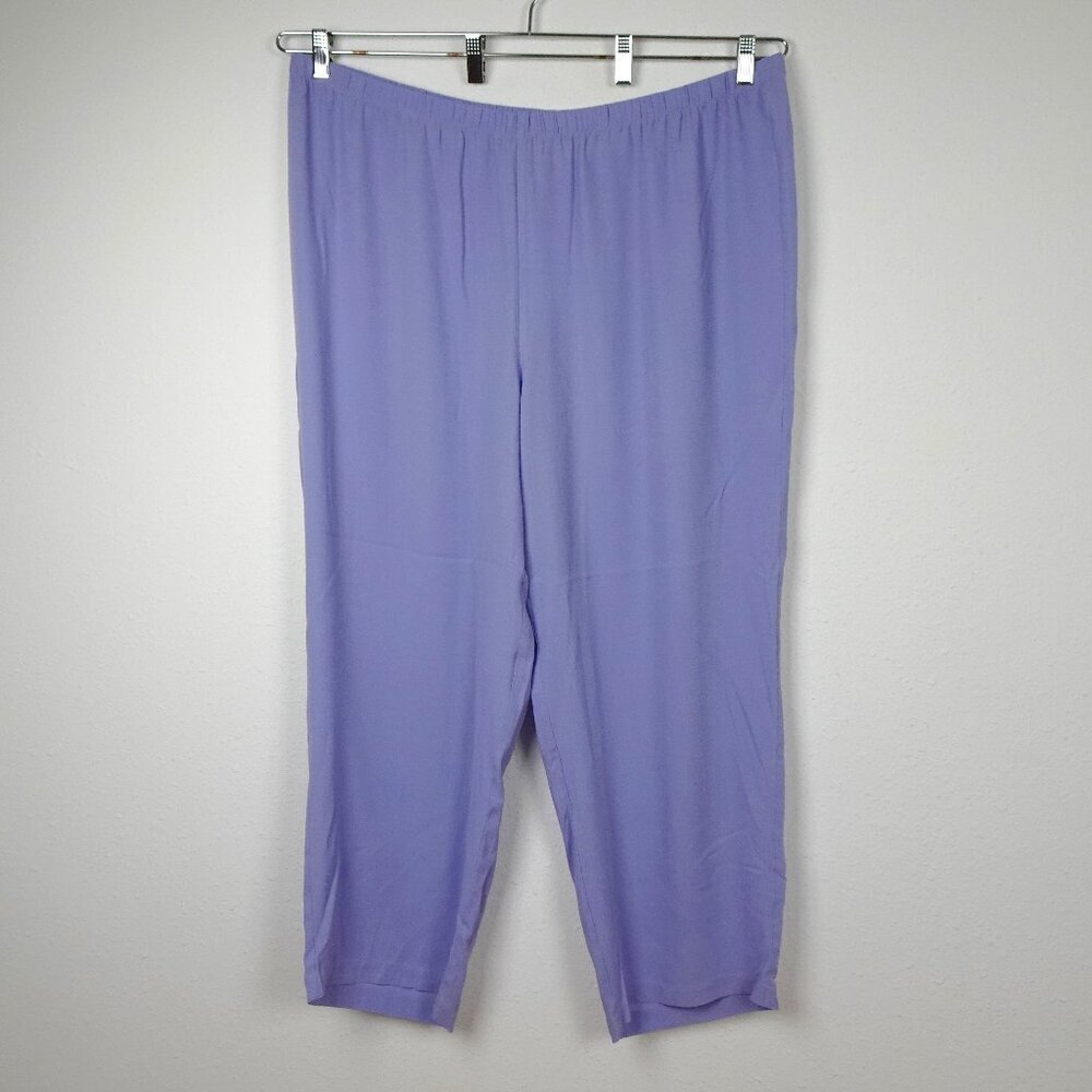 Eileen Fisher Silk Ankle Pants Women's Plus Size 2X Purple Straight Leg